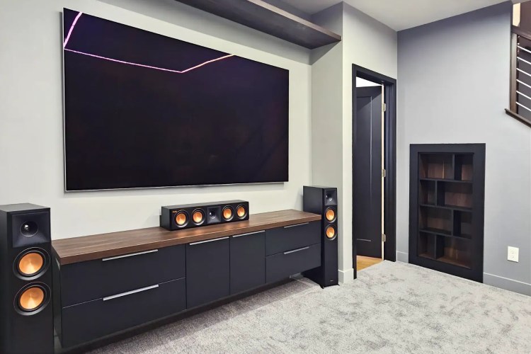 Custom media room cabinets designed and built in San Diego, CA by Y9 Construction INC
